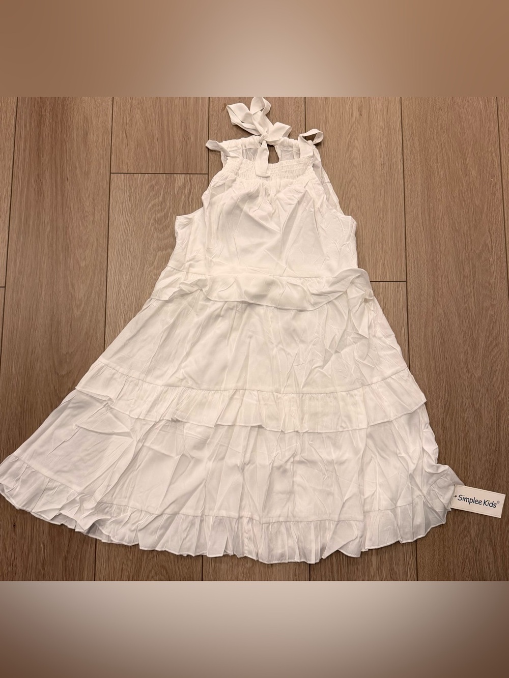 New- girls size 10-11 years White Tiered Halter Dress